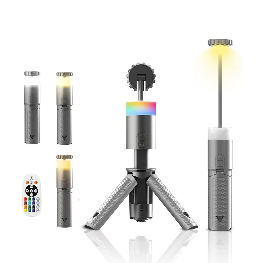 Portable Camping Lantern Multi-functional Outdoor Aluminum Alloy Retractable Bracket Long Endurance Ambience Light