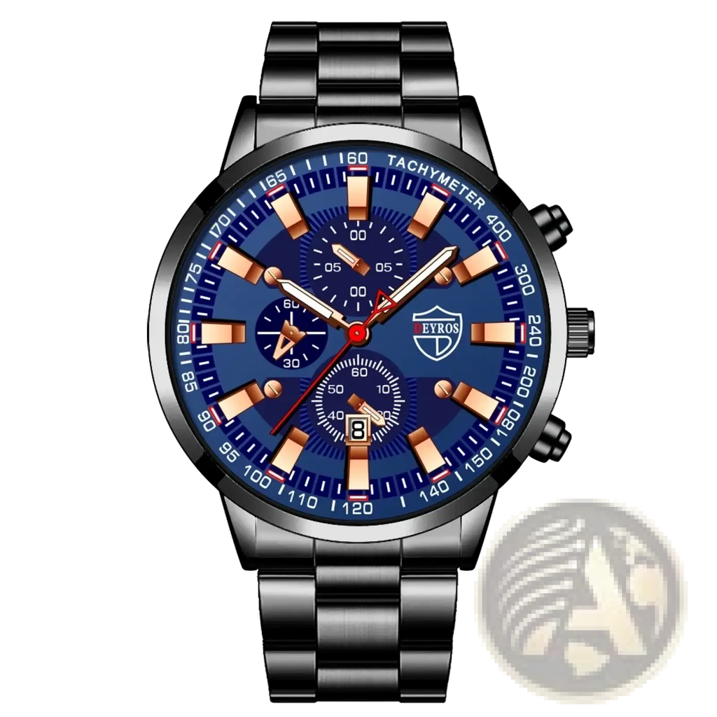 Black Stainless Steel Quartz Men Watch