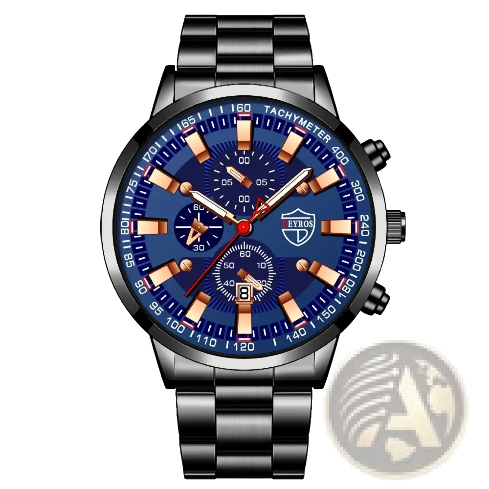 Black Stainless Steel Quartz Men Watch