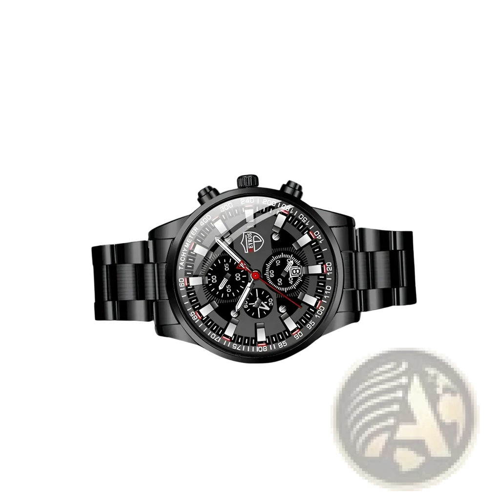 Black Stainless Steel Quartz Men Watch