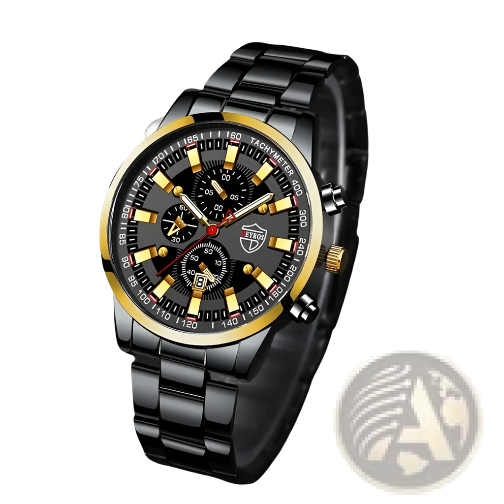 Black Stainless Steel Quartz Men Watch