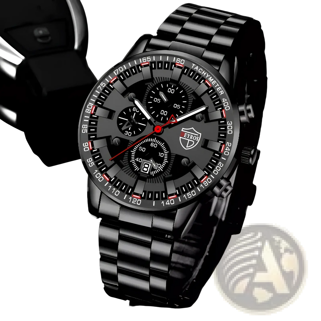 Black Stainless Steel Quartz Men Watch
