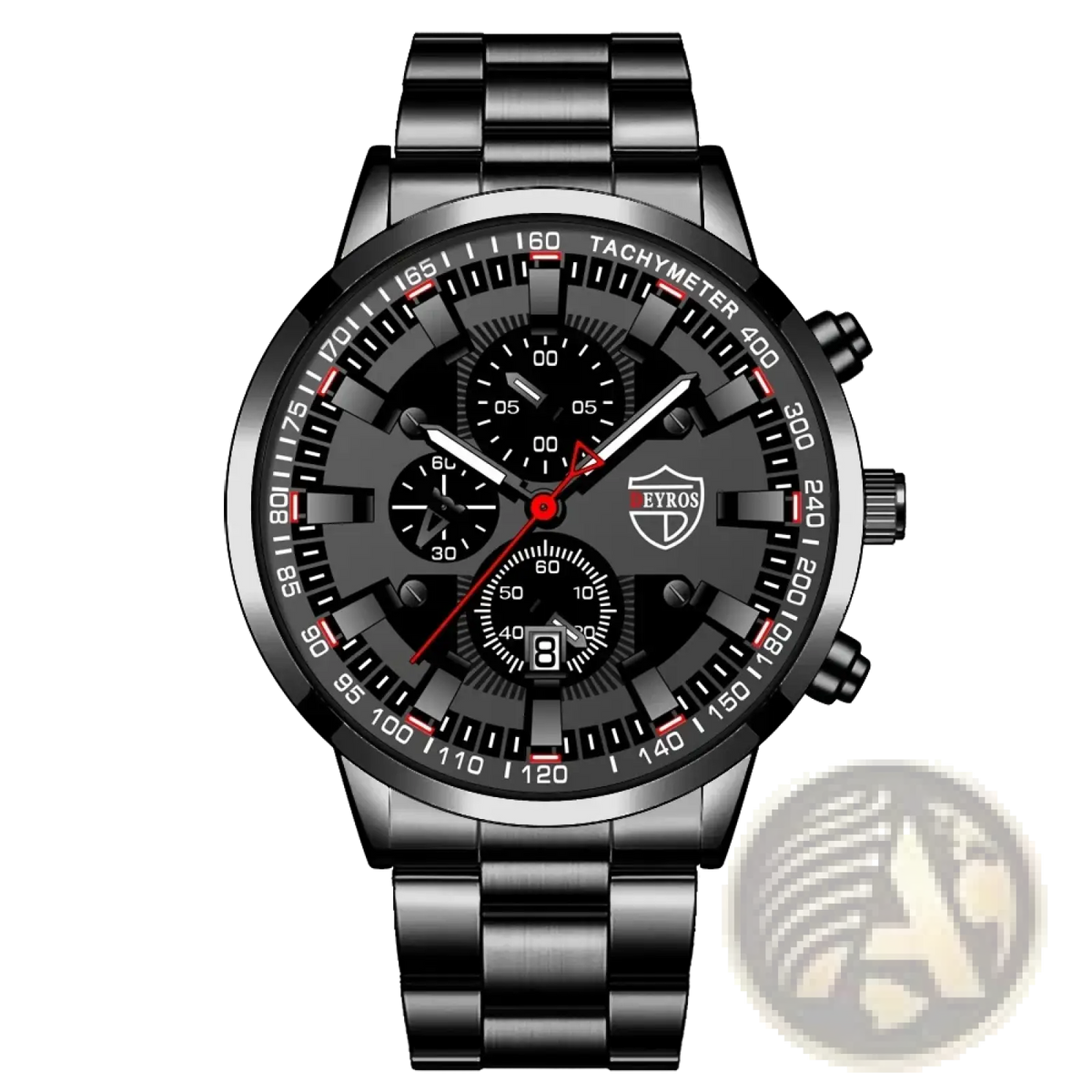 Black Stainless Steel Quartz Men Watch