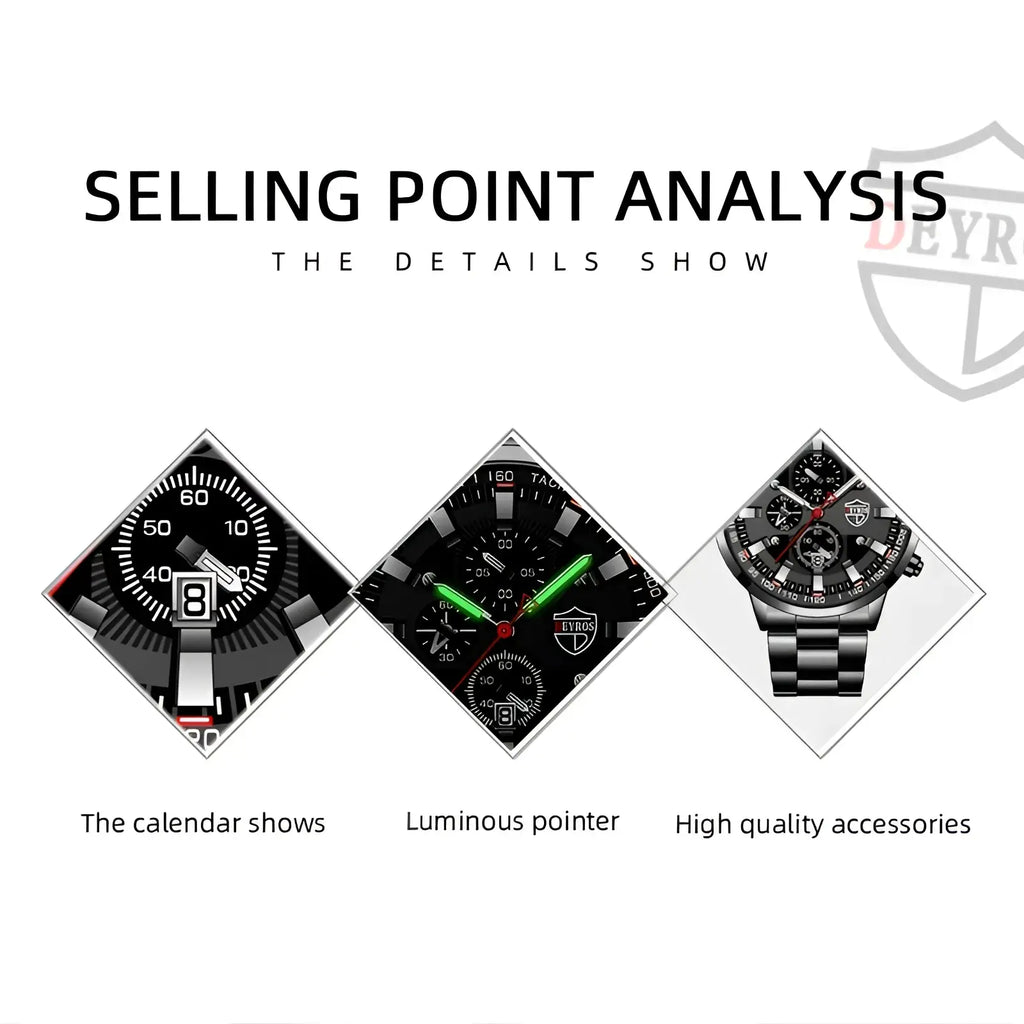 Black Stainless Steel Quartz Men Watch