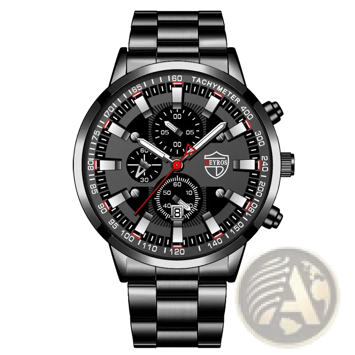 Black Stainless Steel Quartz Men Watch