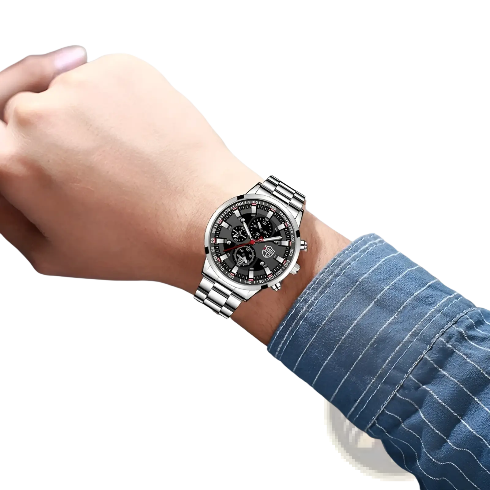 Black Stainless Steel Quartz Men Watch