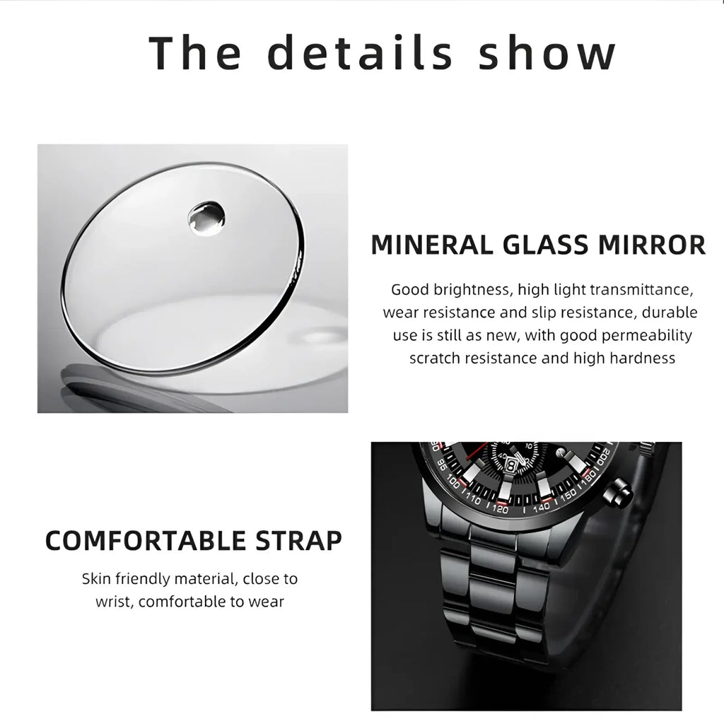 Black Stainless Steel Quartz Men Watch