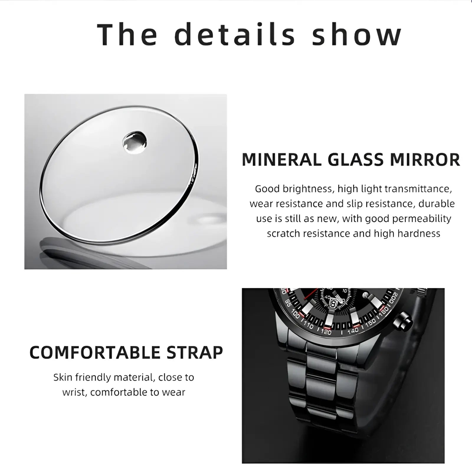 Black Stainless Steel Quartz Men Watch
