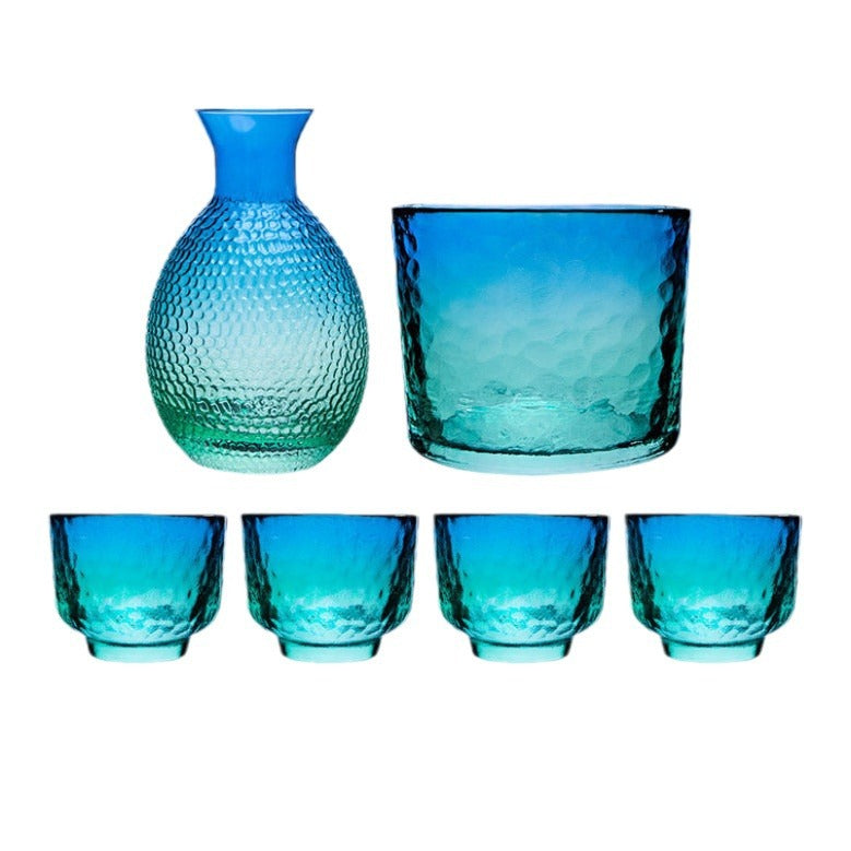 Japanese Hammered Glass Wine & Sake Set – 6-Piece