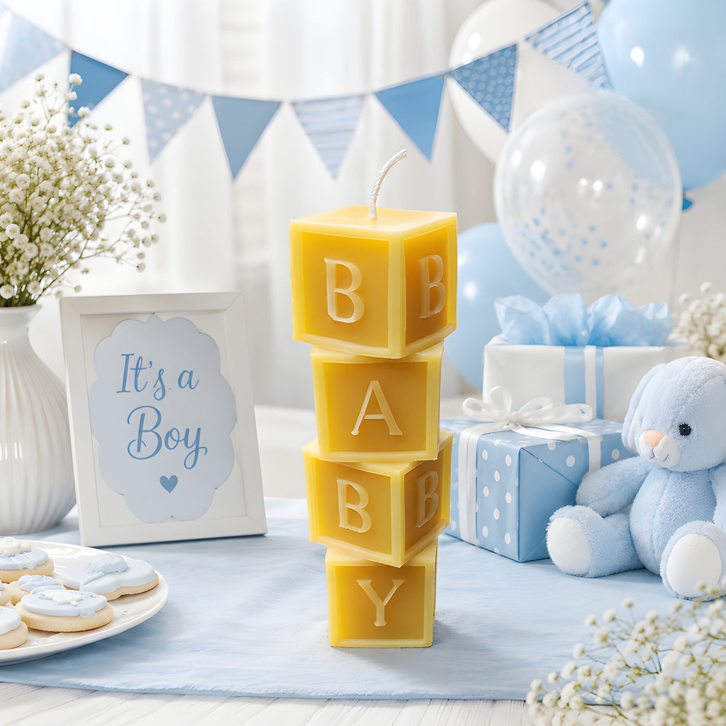 Large Baby Beeswax Pillar Block Candle