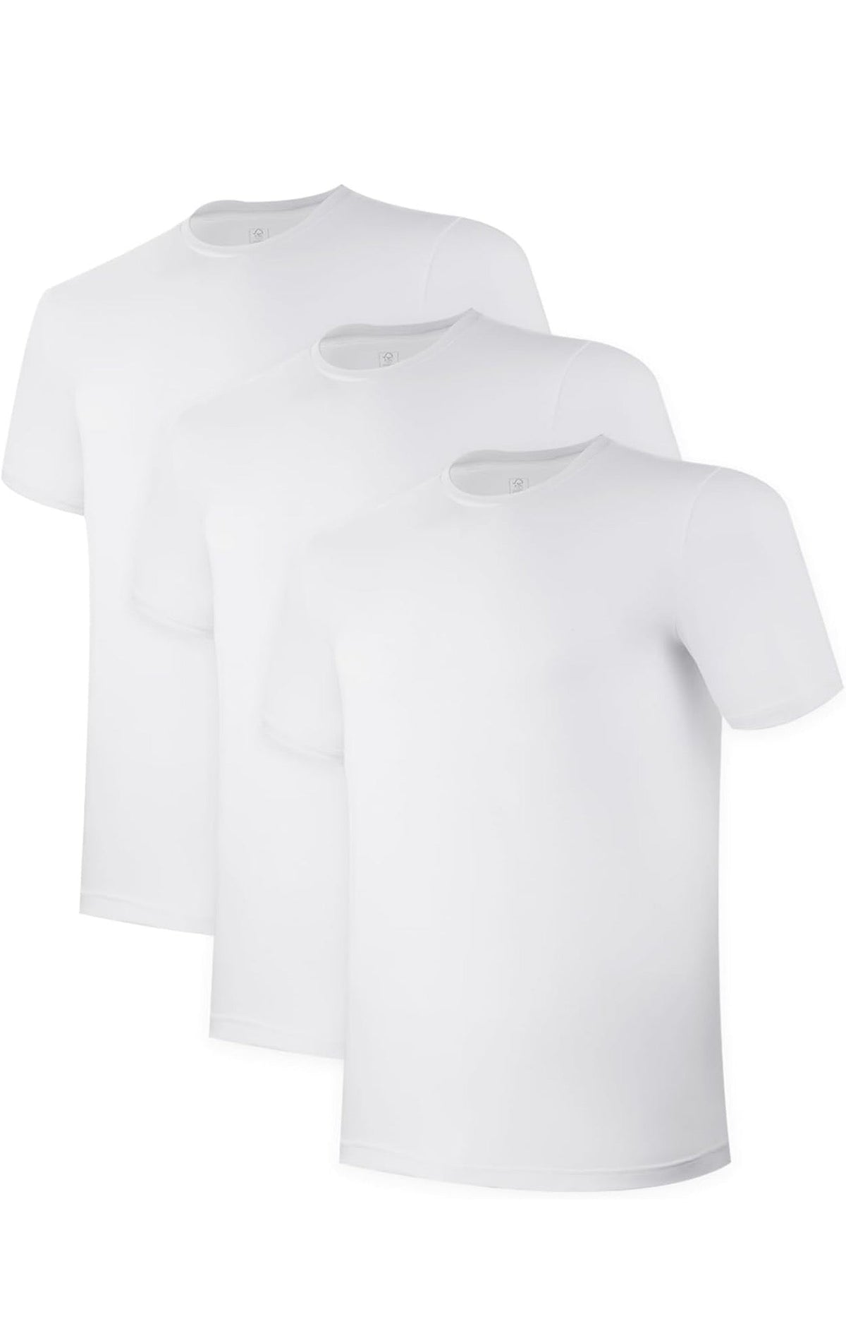 BAMBOO COOL Men's Undershirts 3-Pack, White Crew Neck, XXXL, Bamboo Viscose