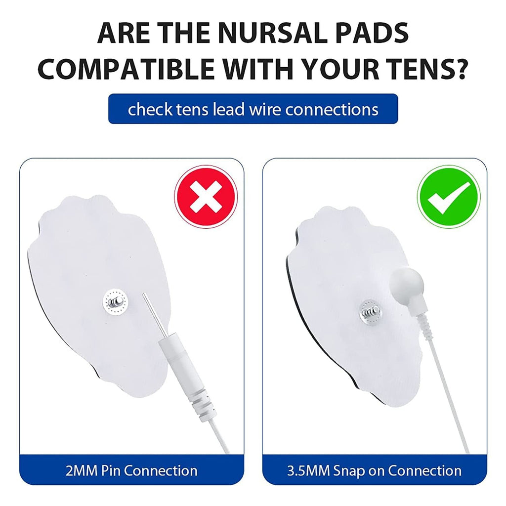 TENS/EMS Unit Replacement Pads NURSAL 20 Pack 3.5mm Snap Electrode Pads 30+ Reuse