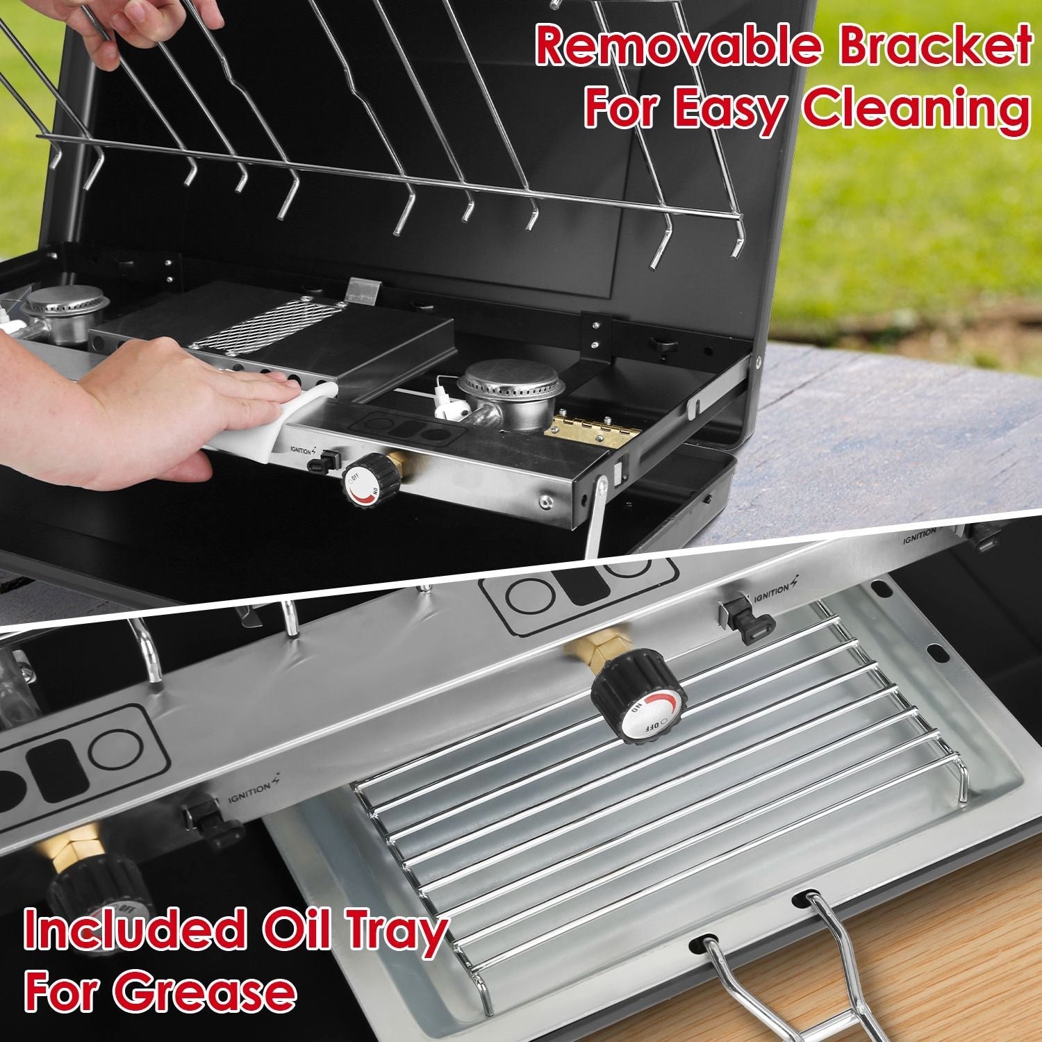 3-Burner Portable Propane Camping Stove with Windshield & Toast Tray