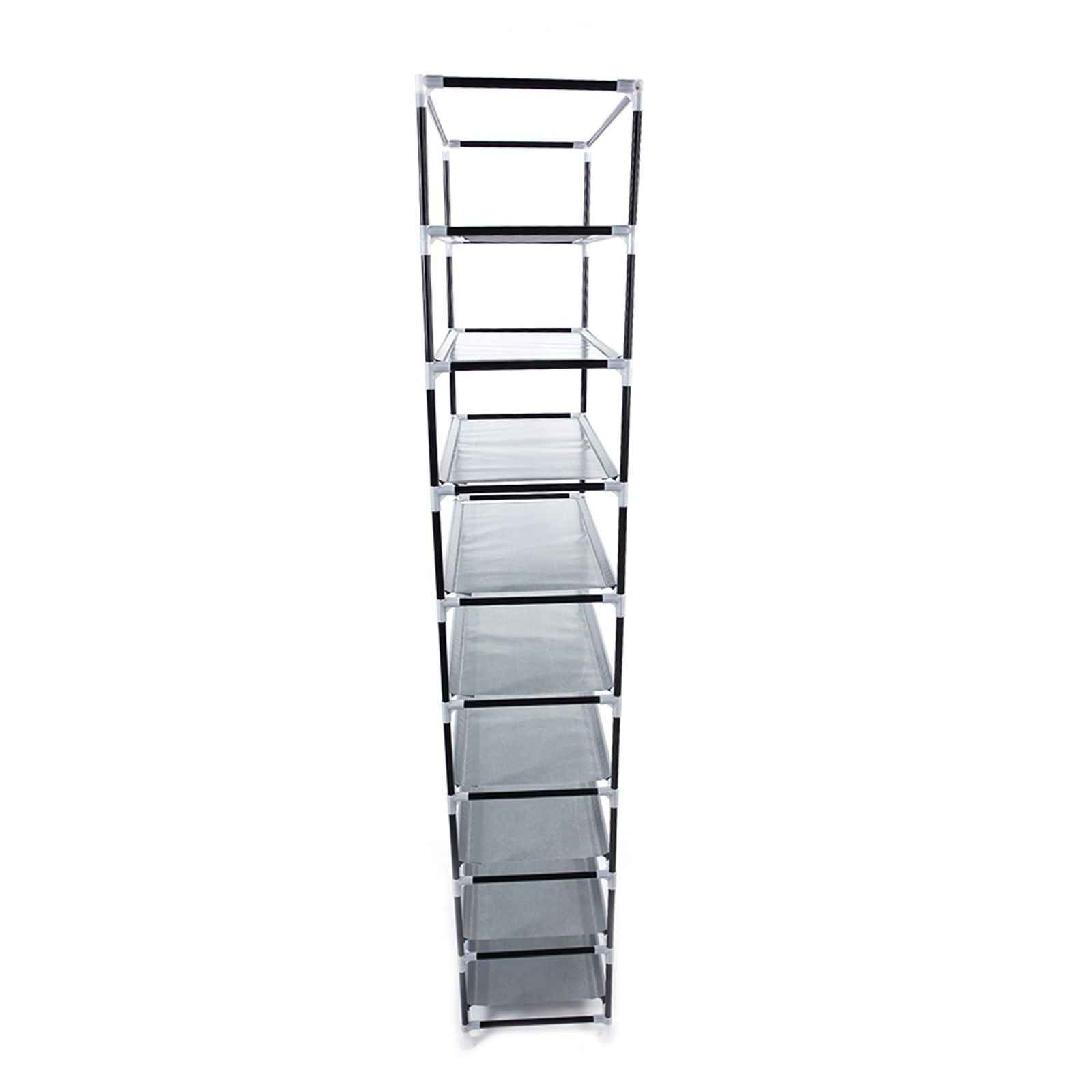 Room-saving 10-Layers 9 Lattices Non-woven Fabric Shoe Rack Black