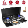 3-Burner Portable Propane Camping Stove with Windshield & Toast Tray