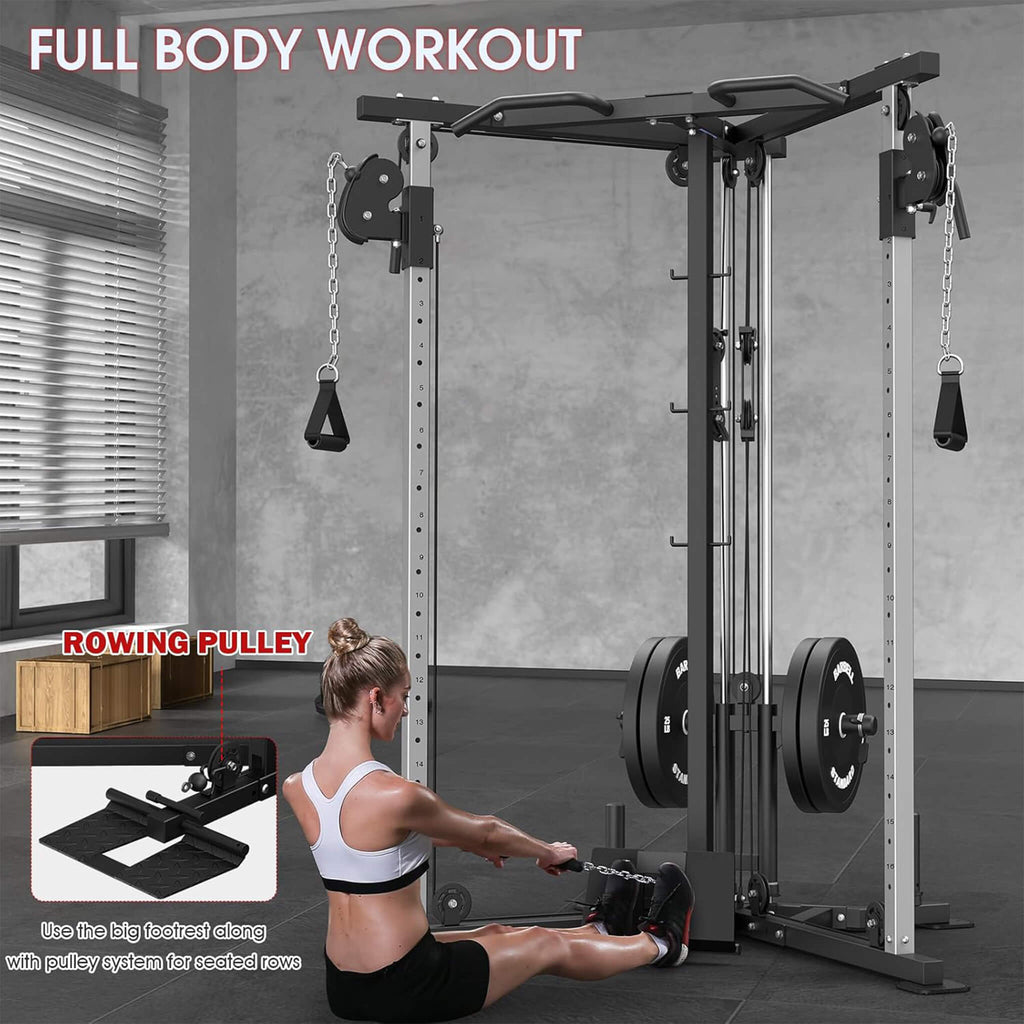 Rovix Dual Pulley Cable Crossover Machine With Pull Up And LAT Bar (SAK98124)