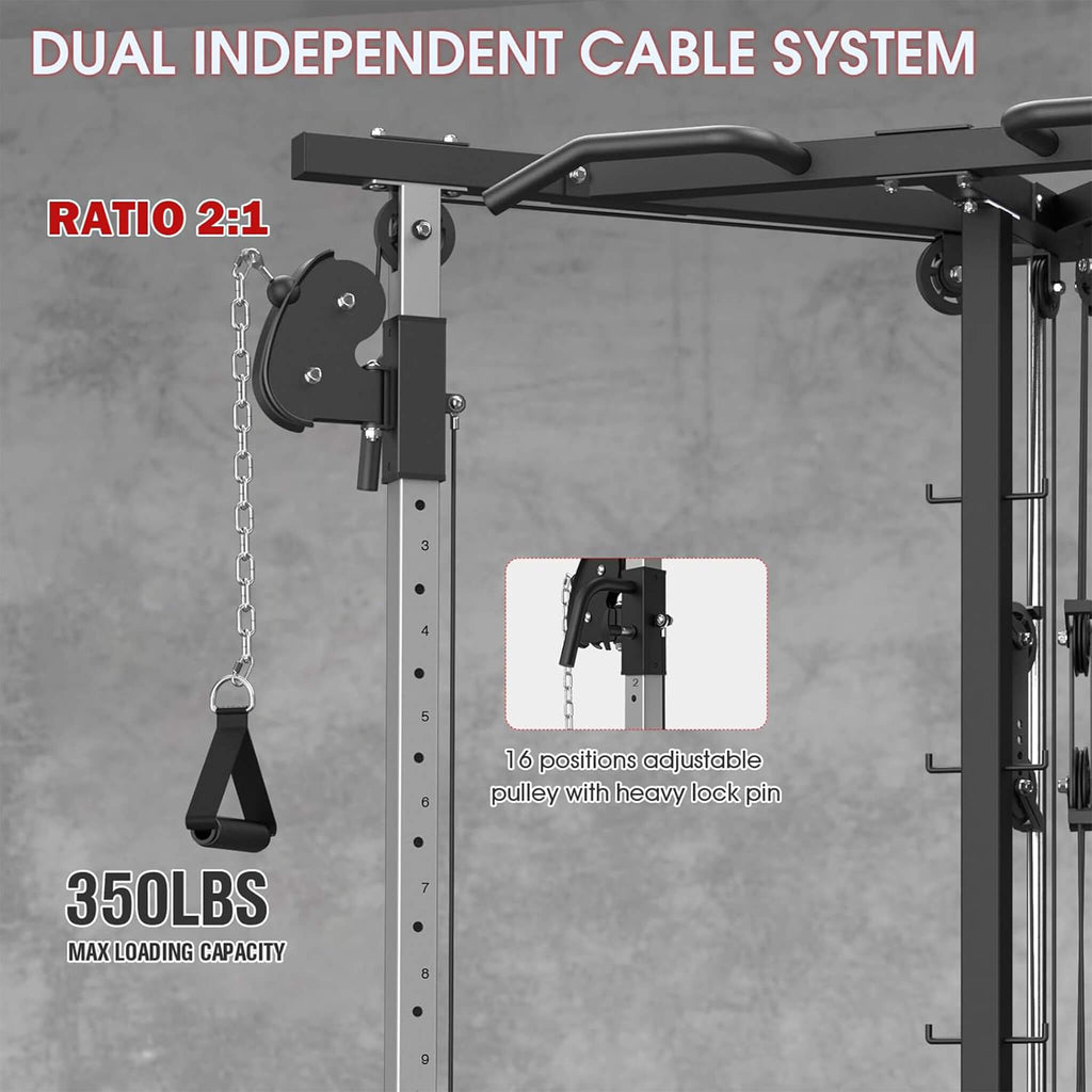 Rovix Dual Pulley Cable Crossover Machine With Pull Up And LAT Bar (SAK98124)