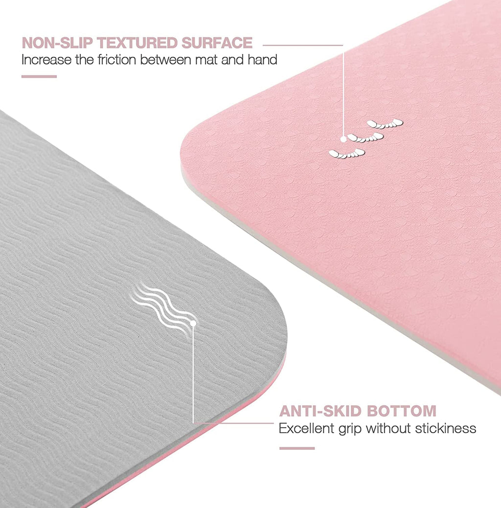Yoga Mat Extra Thick 1/3'' & 2/5" Non Slip Yoga Mats for Women Eco Friendly TPE Fitness Exercise Mat with Carrying Sling & Storage Bag