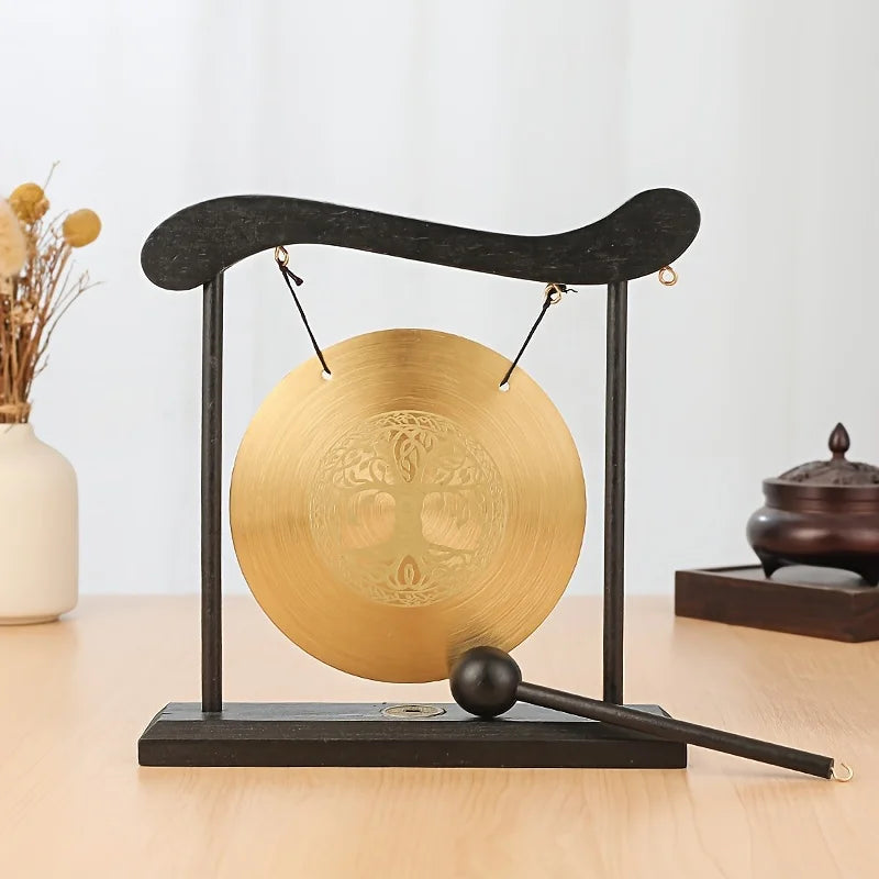 Bronze Meditation Gong with Wooden Frame and Mallet