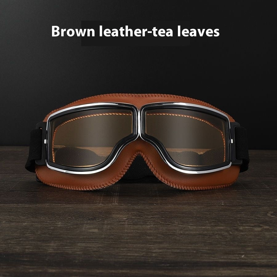 Men’s Retro Motorcycle Goggles with Adjustable Strap for Outdoor Sports