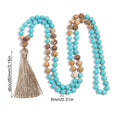 THE ARTIST'S MALA: Vintage Blue Pine Painted Stone Necklace