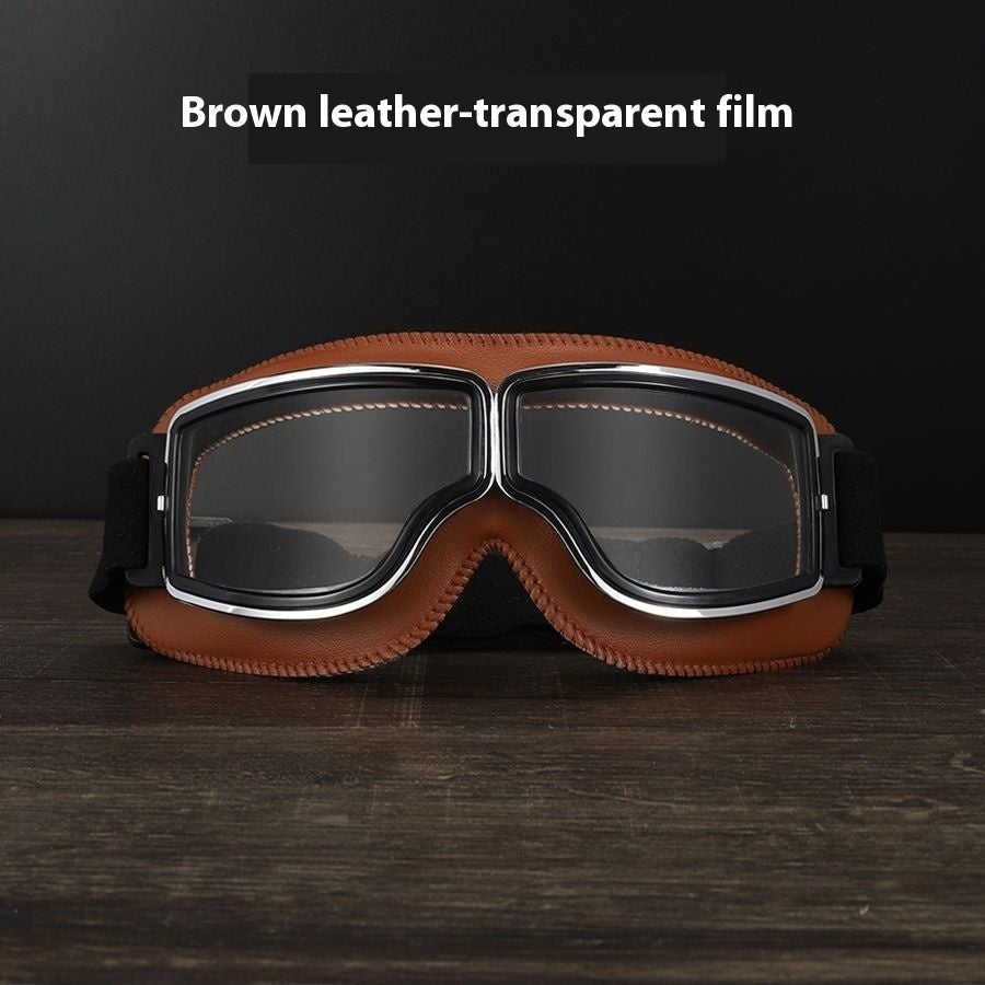Men’s Retro Motorcycle Goggles with Adjustable Strap for Outdoor Sports