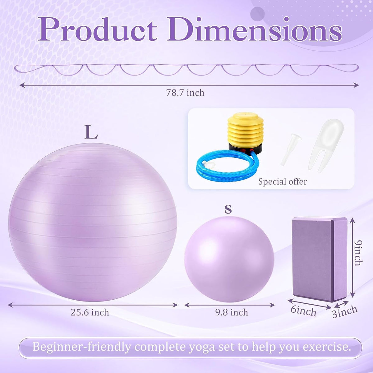 6-in-1 Yoga Ball & Block Set – Strap, Pump & Pilates Kit