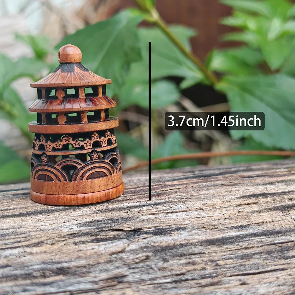 1.4-Inch Handcrafted Wooden Pagoda Incense Burner – Pocket Zen Desktop Talisman & Gift