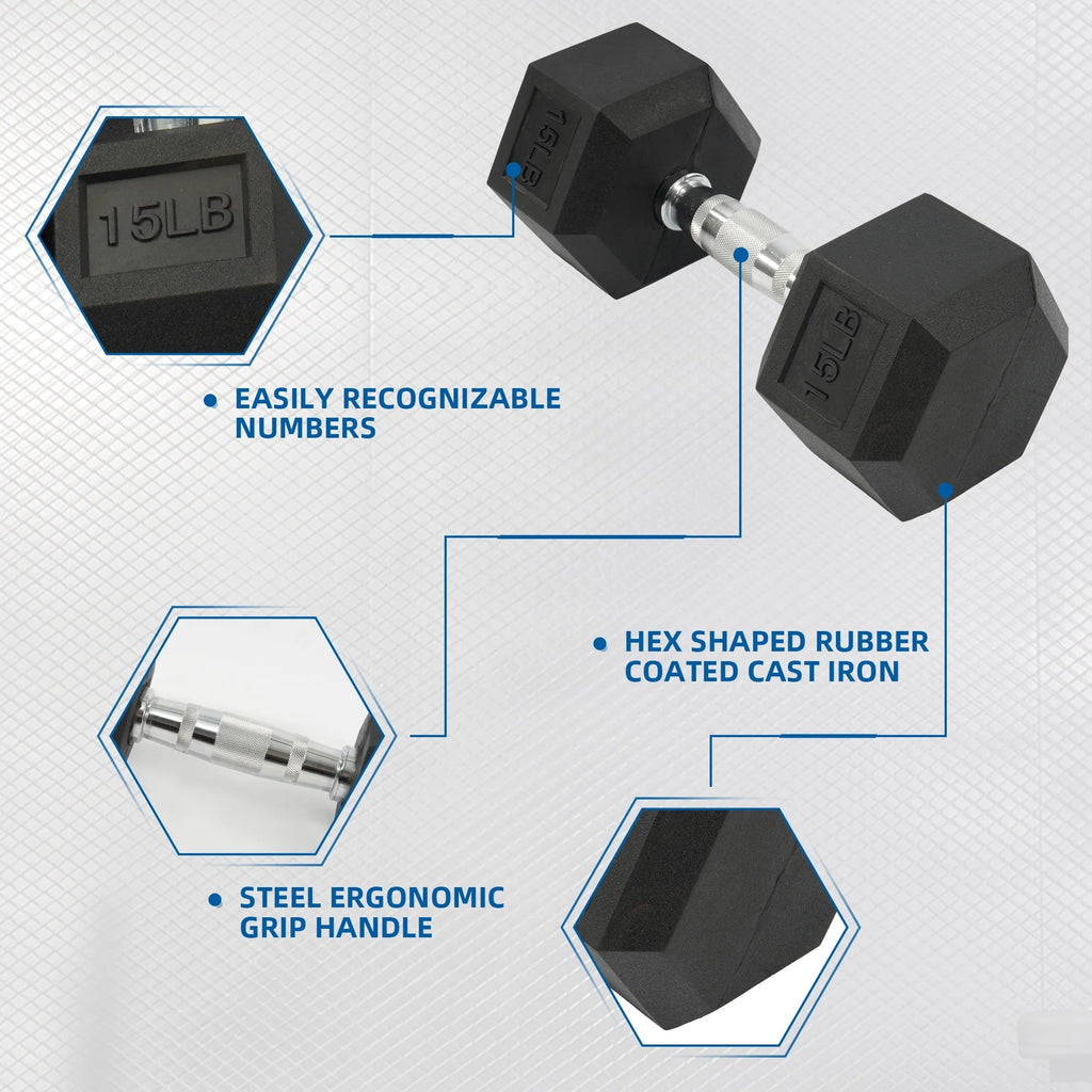 150LB Coated Hex Dumbbell Weight Set and A-Frame Storage Rack, 5-25 Lbs Pairs