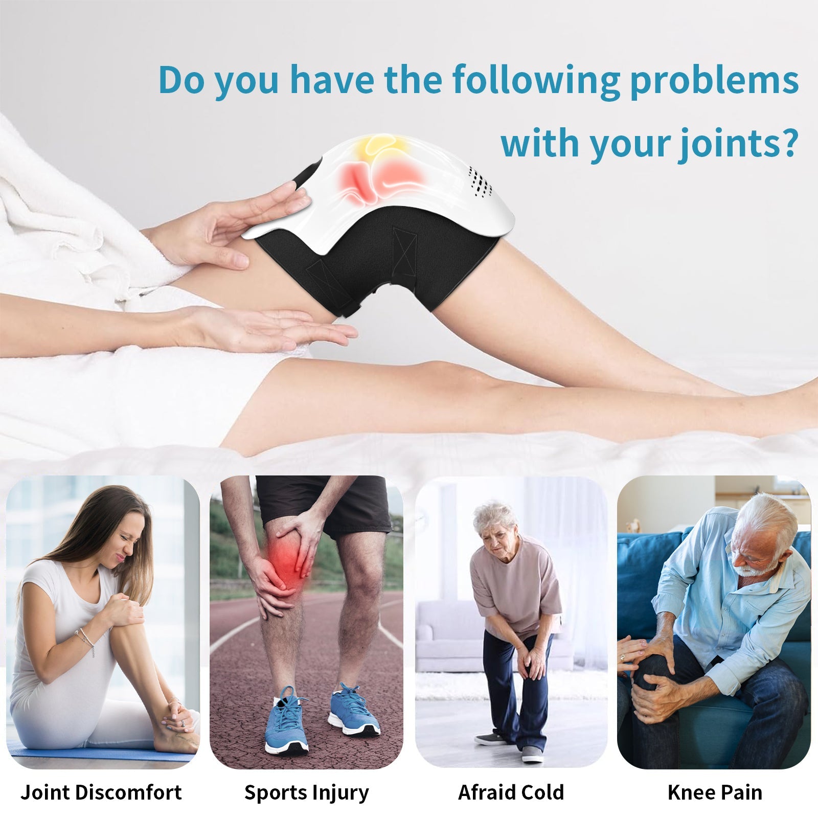 Intelligent Kneading Heating Knee Massager Rechargeable Pain Relief Infrared Laser Vibration Knee Massager