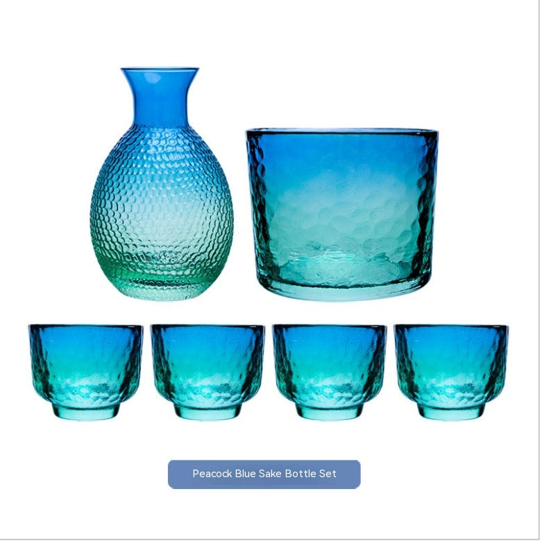 Japanese Hammered Glass Wine & Sake Set – 6-Piece