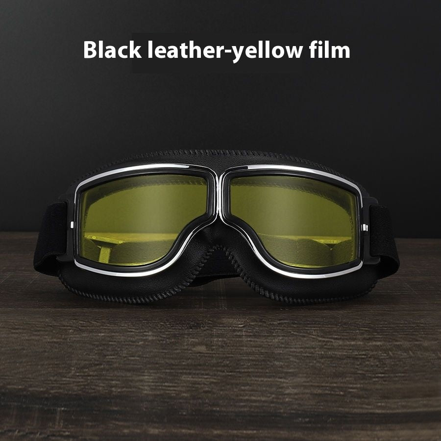 Men’s Retro Motorcycle Goggles with Adjustable Strap for Outdoor Sports