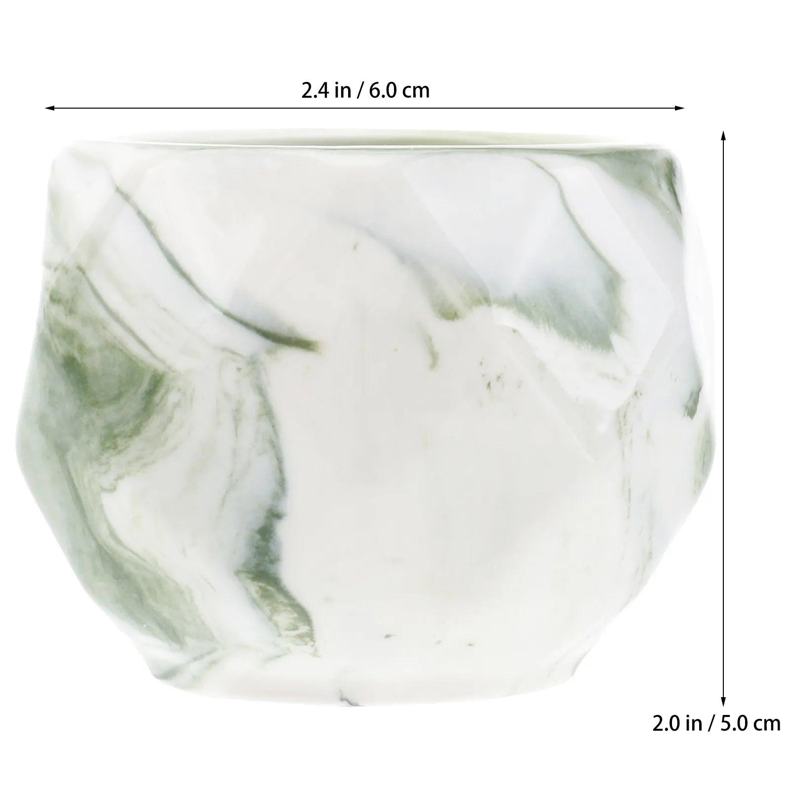 Premium Green Marble-Finish Ceramic Succulent Planter (8 × 5 cm)