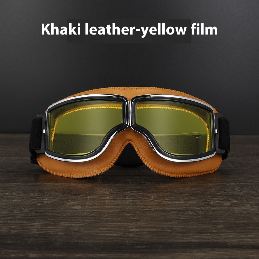 Men’s Retro Motorcycle Goggles with Adjustable Strap for Outdoor Sports