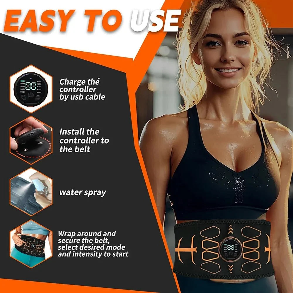 Electronic Abs Stimulator Smart Muscle Toner EMS Abdominal Toning Belt Body Massage Fitness Strength Training Workout Equipment