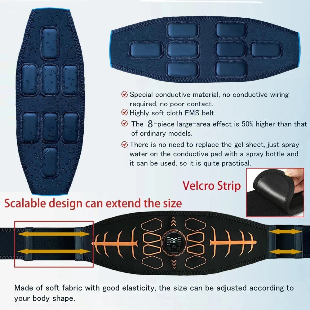 Electronic Abs Stimulator Smart Muscle Toner EMS Abdominal Toning Belt Body Massage Fitness Strength Training Workout Equipment