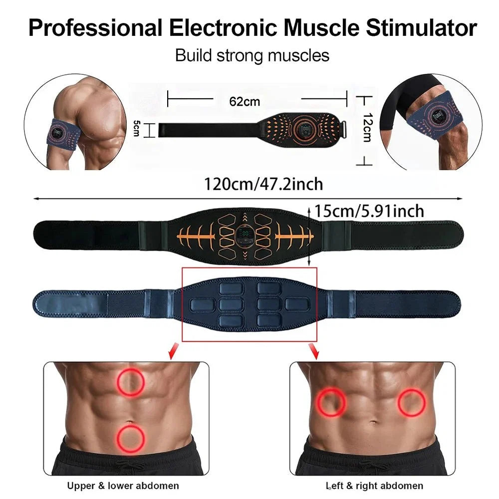 Electronic Abs Stimulator Smart Muscle Toner EMS Abdominal Toning Belt Body Massage Fitness Strength Training Workout Equipment