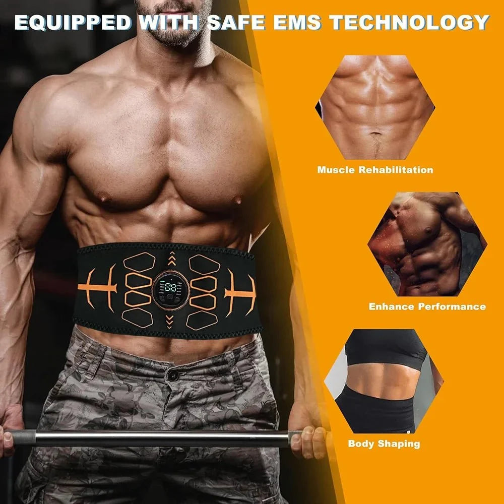 Electronic Abs Stimulator Smart Muscle Toner EMS Abdominal Toning Belt Body Massage Fitness Strength Training Workout Equipment