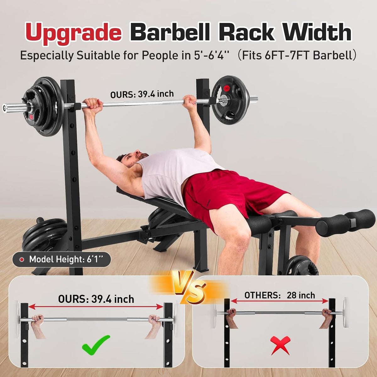 Adjustable Weight Bench with Squat Rack & Leg Extension/Curl 900LB