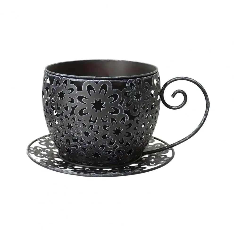Teacup-Shaped Floral Cutout Planter – Decorative Indoor & Outdoor Accent