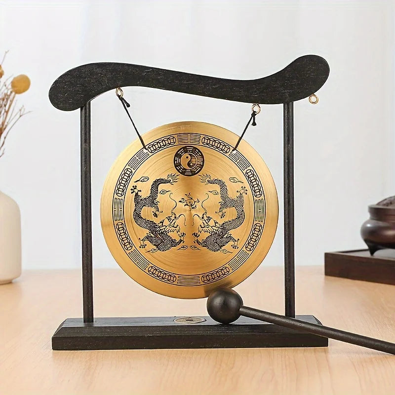 Bronze Meditation Gong with Wooden Frame and Mallet