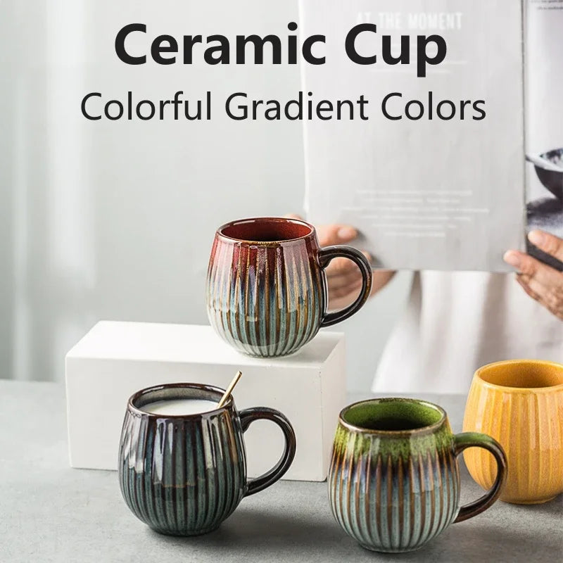 500ml Creative Retro Ceramic Mug – Large-Capacity Breakfast, Cereal & Latte Cup