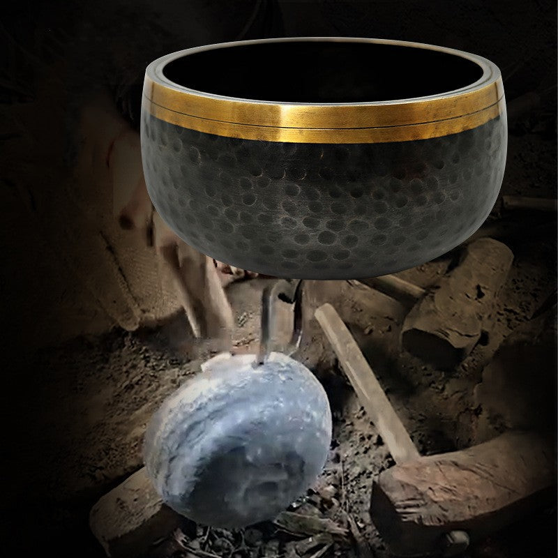Lin Guai Hand-Hammered Black Gold Tibetan Singing Bowl