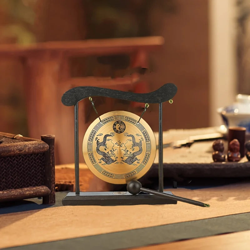 Bronze Meditation Gong with Wooden Frame and Mallet
