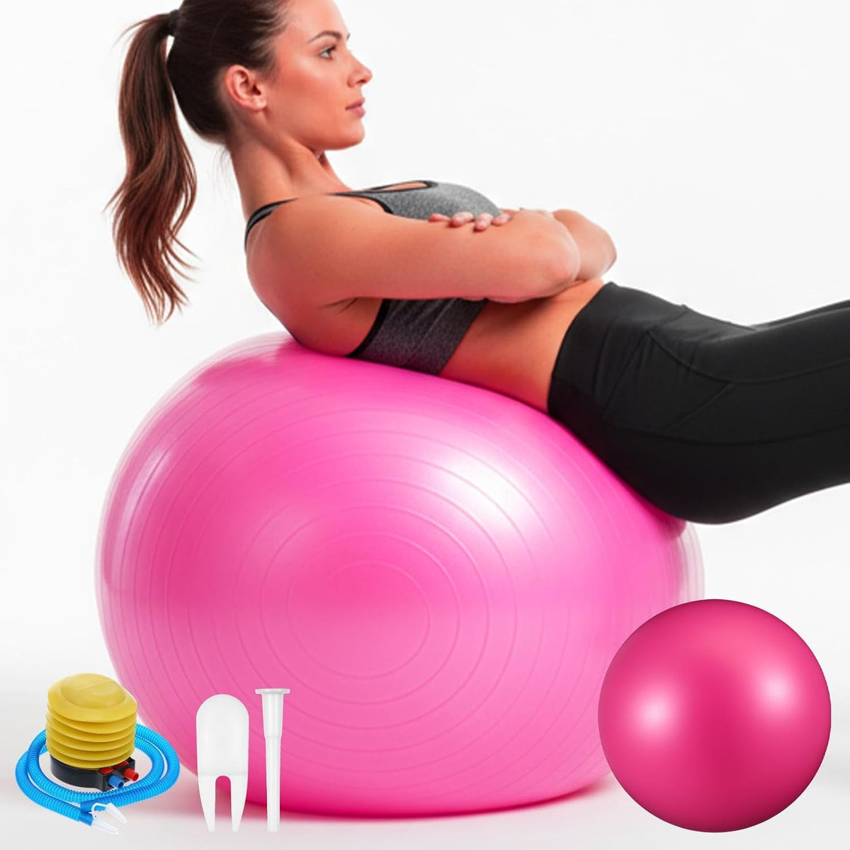 2-Pack 25-Inch Anti-Burst Yoga Balls – Non-Slip Stability Balls