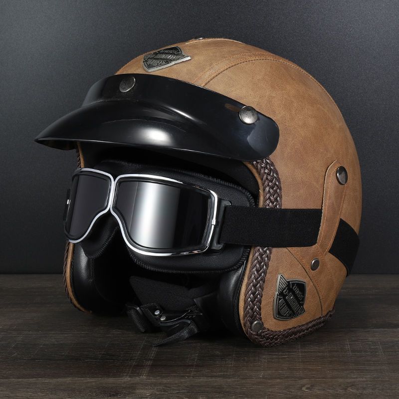 Men’s Retro Motorcycle Goggles with Adjustable Strap for Outdoor Sports