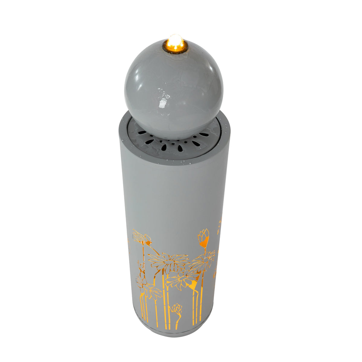 Metal Sphere Water Fountain Outdoor with LED