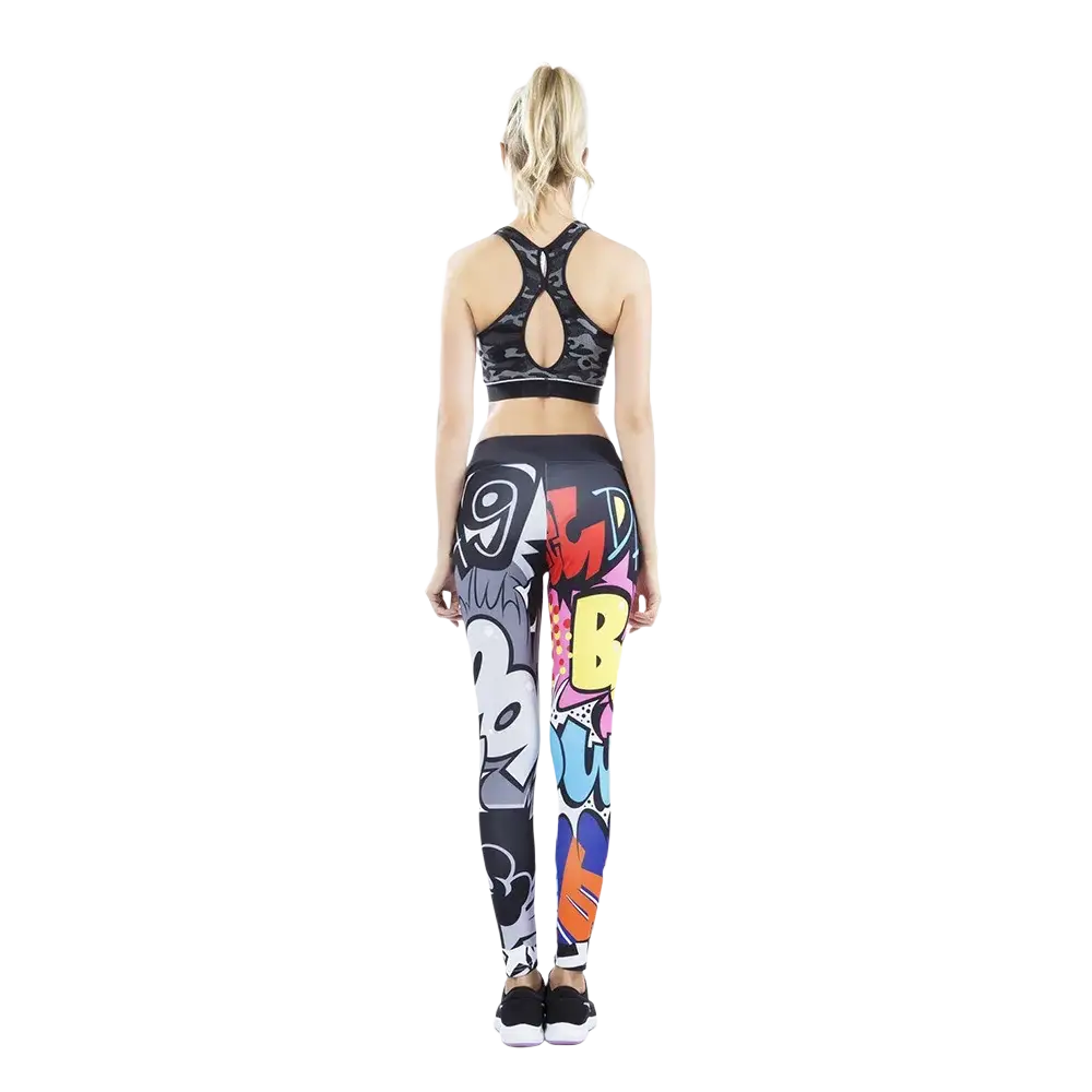 Graffiti Workout Leggings High Waist Pop Art Fitness Pants