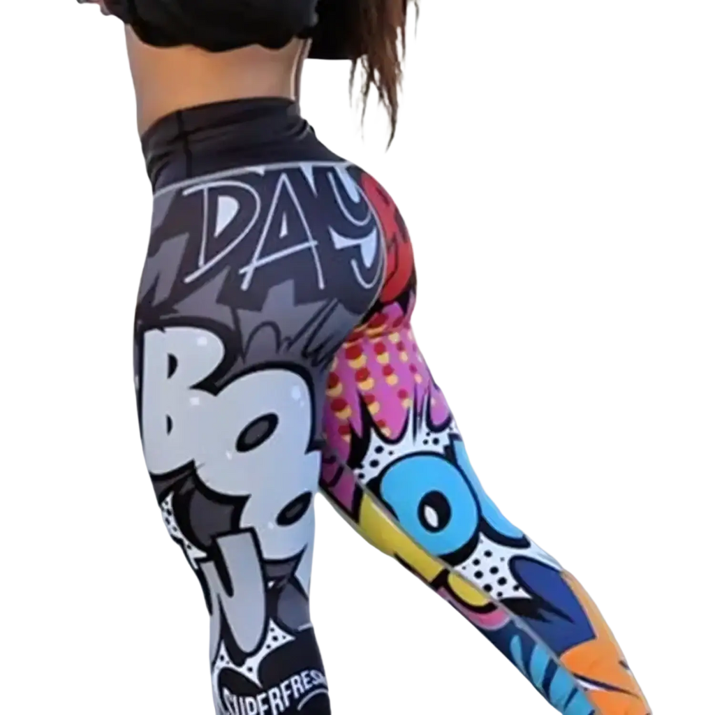 Graffiti Workout Leggings High Waist Pop Art Fitness Pants