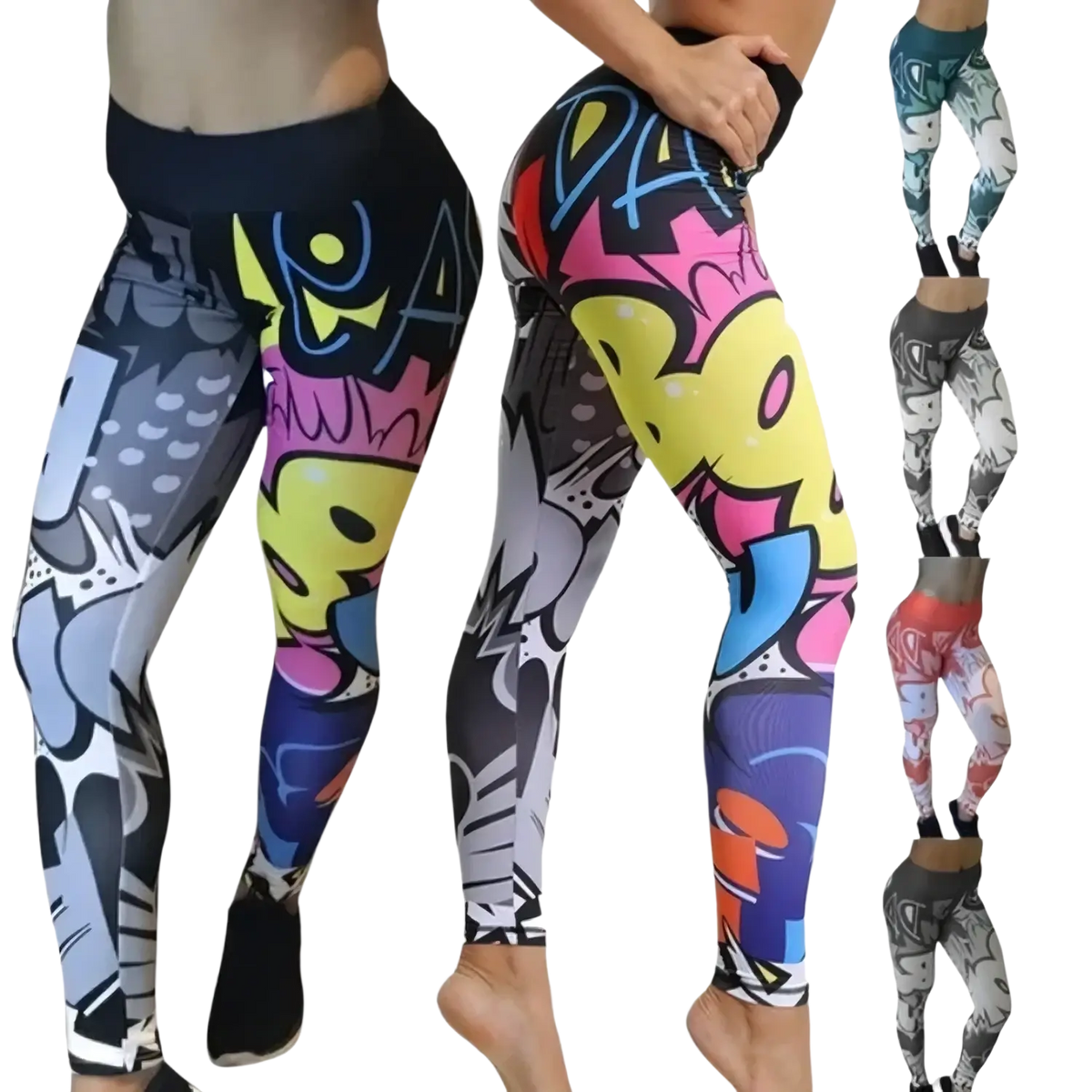 Graffiti Workout Leggings High Waist Pop Art Fitness Pants